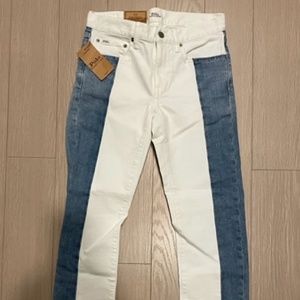 Polo Ralph Lauren white & blue denim cropped jeans - NWT